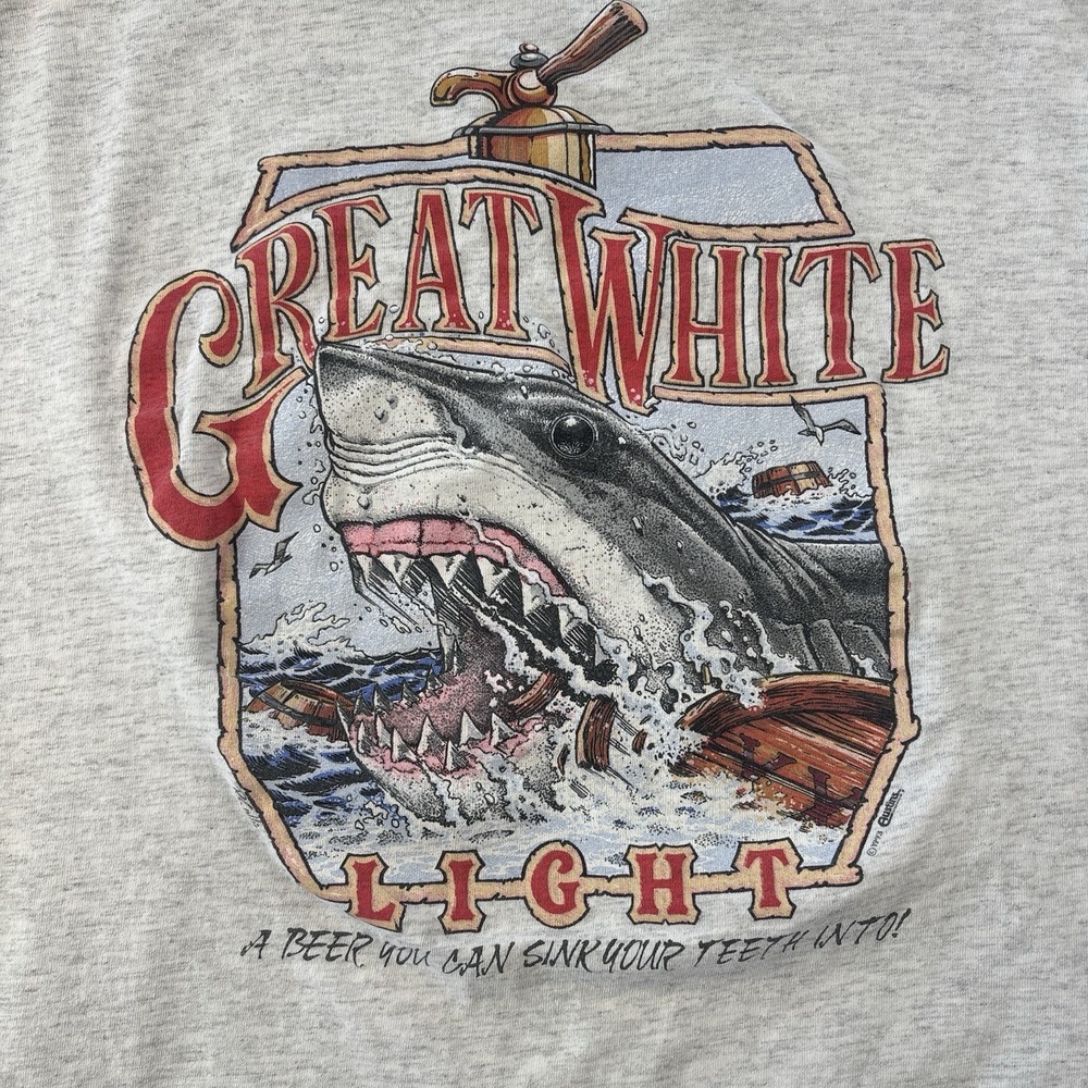 Vintage Great White Light Shirt Mens XXL 2XL Beer Morro Bay Single Stitch USA